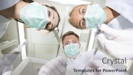  Presentation with nurses - Amazing PPT theme having dentist and nurses from low angle view backdrop and a light gray colored foreground