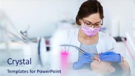  Presentation with patient centered - Audience pleasing slides consisting of dentist and patient in dentist backdrop and a sky blue colored foreground