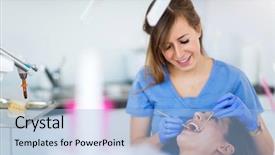  Presentation with dentist - Cool new PPT theme with dentist and patient in dentist backdrop and a  colored foreground