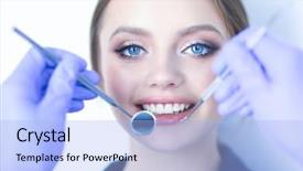  Presentation with patient care - Theme consisting of dentist and patient sitting background and a light blue colored foreground