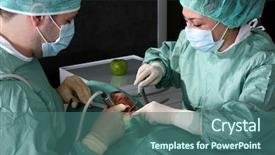  Presentation with dentist - Audience pleasing presentation theme consisting of dentist at work in dental room backdrop and a ocean colored foreground