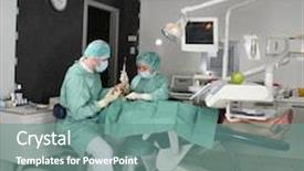  Presentation with dentist - Presentation theme consisting of dentist at work in dental room background and a seafoam green colored foreground