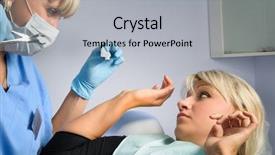  Presentation with dentist - Presentation theme consisting of dentist at work tooth extraction background and a light gray colored foreground