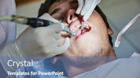  Presentation with dentist - Colorful PPT theme enhanced with dentist-checking-up-the-teeth backdrop and a teal colored foreground