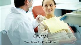  Presentation with talent partnership consulting - PPT theme featuring dentist consulting on his patient background and a light blue colored foreground