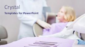  Presentation with examination - PPT theme with dentist-cutlery-for-examination background and a sky blue colored foreground