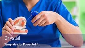  Presentation with implant tooth - Slides having dentist-doctor-working-on-new background and a navy blue colored foreground