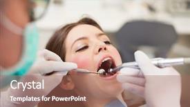  Presentation with dental instrument - Presentation having dentist doing a dental treatment background and a coral colored foreground