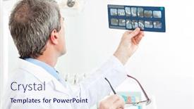  Presentation with dentist - Theme having dentist-examines-x-rays background and a sky blue colored foreground