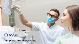  Presentation with patient monitor - Theme consisting of dentist explaining x ray picture background and a sky blue colored foreground
