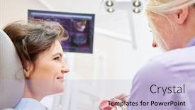  Presentation with denture - Slides with dentist-explains-the-planned-treatment background and a light blue colored foreground