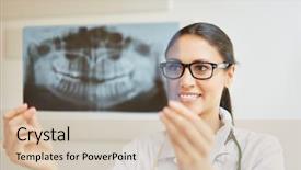  Presentation with patient and nurse holding hands - Beautiful slides featuring dentist with finding holding x backdrop and a soft green colored foreground