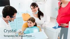  Presentation with dental child - PPT layouts consisting of dentist giving dental treatment background and a sky blue colored foreground