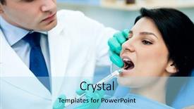  Presentation with injection - Audience pleasing slide deck consisting of dentist giving injection for anesthetizing backdrop and a light blue colored foreground