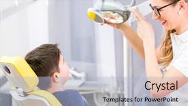  Presentation with dental surgery - Audience pleasing presentation design consisting of dentist giving patient advice in dental surgery backdrop and a light blue colored foreground