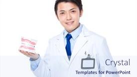  Presentation with denture - Presentation theme consisting of dentist hold with denture background and a sky blue colored foreground