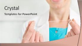  Presentation with dental floss - PPT theme with dentist holding dental floss background and a white colored foreground
