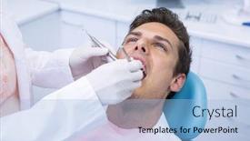 Presentation with medical equipment - Presentation enhanced with dentist-holding-medical-equipment background and a light blue colored foreground