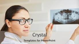  Presentation with denture - PPT layouts with dentist holding x-ray image background and a lemonade colored foreground