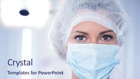  Presentation with surgical dental - Audience pleasing slide set consisting of dentist in surgical mask backdrop and a sky blue colored foreground