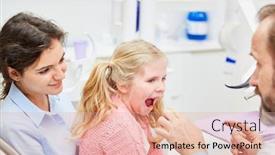  Presentation with dentist - Cool new slide deck with dentist in the consultation with mother and child builds confidence on before the examination backdrop and a coral colored foreground