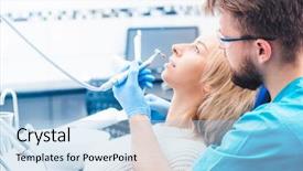  Presentation with dental office - PPT theme featuring dentist in the dental background and a  colored foreground