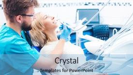  Presentation with dental office - Beautiful slide deck featuring dentist in the dental backdrop and a light blue colored foreground