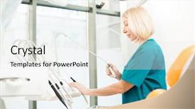  Presentation with drilling - PPT layouts having dentist in uniform checking regime background and a  colored foreground