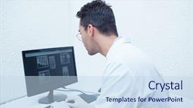  Presentation with bible view - Presentation design featuring dentist looking at x-ray background and a sky blue colored foreground