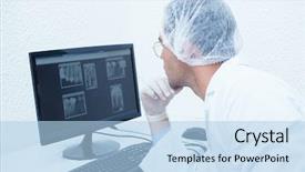  Presentation with dentist - Presentation theme enhanced with dentist looking at x-ray background and a light blue colored foreground