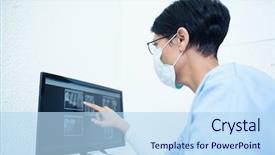  Presentation with film x ray pelvis - Colorful PPT theme enhanced with dentist looking at x-ray backdrop and a light blue colored foreground