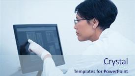  Presentation with gamma ray particle accelerator - Presentation theme having dentist looking at x-ray background and a sky blue colored foreground