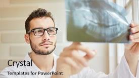  Presentation with conflict competence - Amazing slide deck having dentist looking at x-ray backdrop and a soft green colored foreground