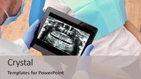  Presentation with dentist - PPT layouts having young woman's teeth background and a light gray colored foreground