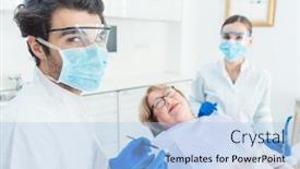  Presentation with surgery - PPT layouts enhanced with dentist-man-in-his-surgery background and a light blue colored foreground