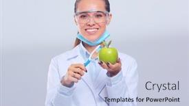  Presentation with tooth brush - Slides enhanced with dentist-medical-doctor-woman-hold background and a light blue colored foreground