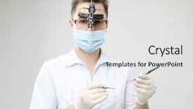  Presentation with mirror - Slide deck featuring dentist with mirror and hook background and a light gray colored foreground