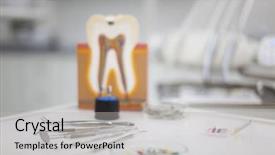  Presentation with medical equipment - Presentation theme featuring dentist office equipment background and a light gray colored foreground