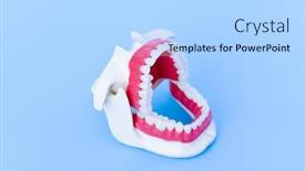  Presentation with jaw - Beautiful PPT layouts featuring dentist-orthodontic-teeth-model backdrop and a light blue colored foreground