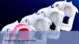  Presentation with orthodontic - Presentation design featuring dentist-orthodontic-teeth-models background and a light blue colored foreground