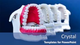  Presentation with orthodontic - Beautiful slide set featuring dentist-orthodontic-teeth-models backdrop and a ocean colored foreground