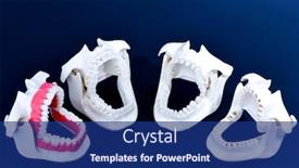  Presentation with orthodontic - Slide set featuring dentist-orthodontic-teeth-models background and a navy blue colored foreground