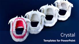  Presentation with orthodontic - PPT theme with dentist-orthodontic-teeth-models background and a navy blue colored foreground