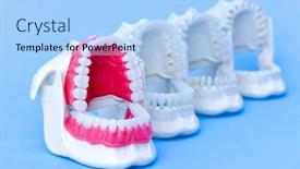  Presentation with orthodontic - Slide set featuring dentist-orthodontic-teeth-models background and a light blue colored foreground