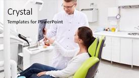  Presentation with dentist - Presentation having dentist patient shows an x background and a  colored foreground