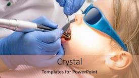  Presentation with pediatric dentist - PPT theme having dentist performing dental filling procedure background and a coral colored foreground