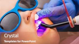  Presentation with dental pediatric - Presentation theme featuring dentist performing dental filling procedure background and a coral colored foreground