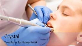  Presentation with drill - Beautiful PPT layouts featuring dentist performing dental filling procedure backdrop and a teal colored foreground