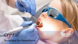  Presentation with dental pediatric - Amazing theme having dentist performing dental procedure backdrop and a teal colored foreground