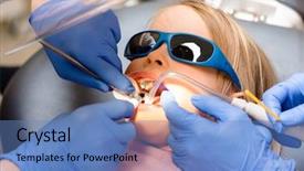  Presentation with pediatric dentist - Cool new presentation theme with dentist performing dental procedure backdrop and a teal colored foreground